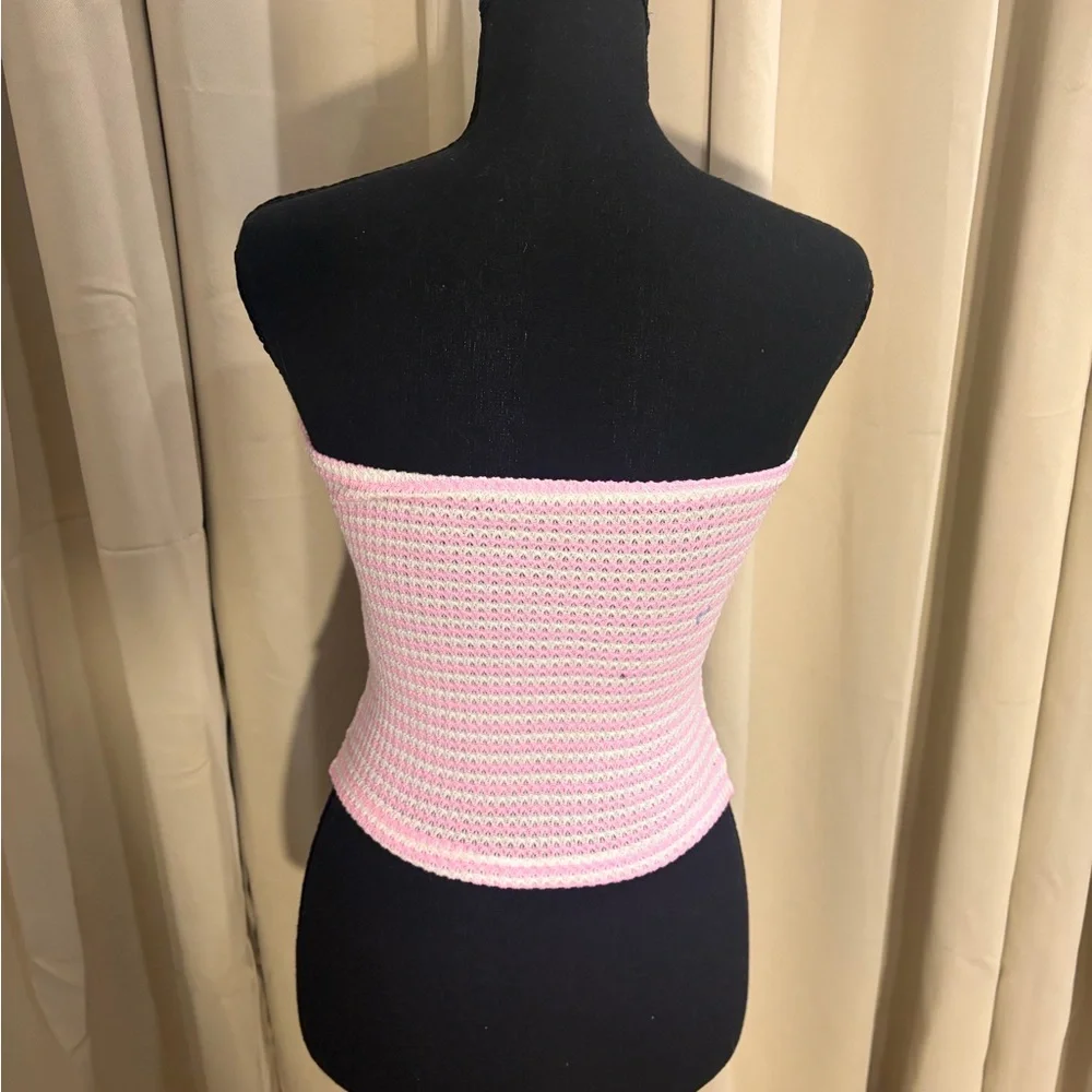 SHEIN Pink Strapless Knit Crop Top - Picture 2 of 2